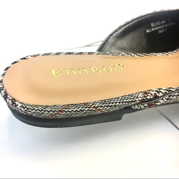 NWT Mules Glen Plaid Black/Grey Tweed Almond Toe - Picture 7 of 7